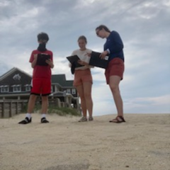 Nags Head surveys on the beach.